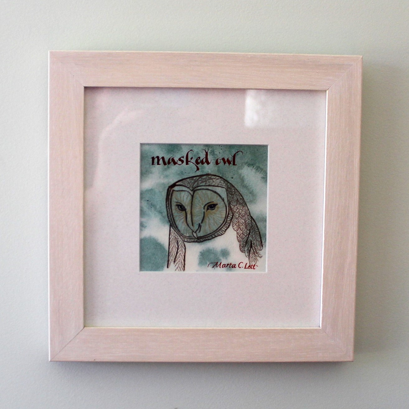 Masked Owl Portrait_framed_in-situ_Marta Lett